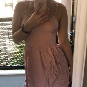 Papaya sweetheart pink dress with flower straps 💞